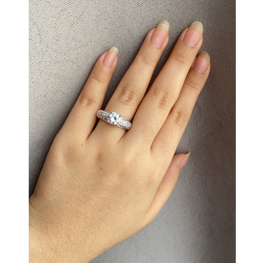 Cincin Cewek Wanita Lapis Emas Putih Permata Elegant Mewah Import ZY04 Berlian