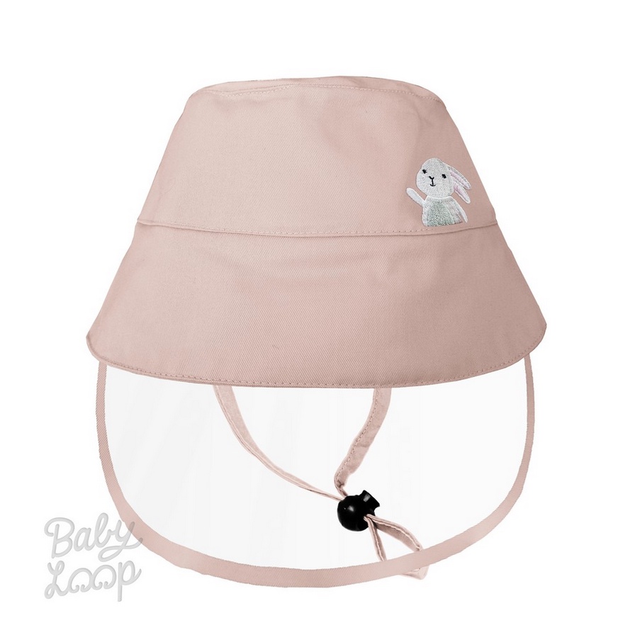 Baby Loop Topi Corona - Bucket Hat Baby + Face Shield Spring Collection BabyLoop Detachable Faceshield Topi Anak Kecil Bayi Anti Virus-Baby Pink
