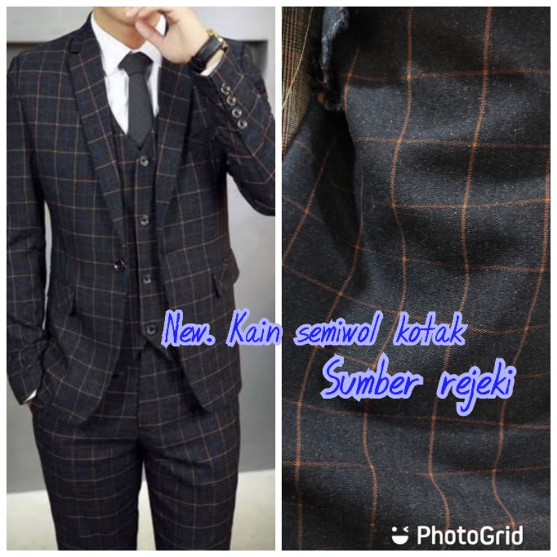 Bahan blazer/ kain semi woll_semiwool import motif kotak