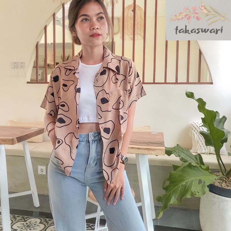 Pattern Shirt Kemeja Wanita || Baju Pantai Wanita Bali Murah || Kemeja Pantai || Baju Kemeja Kekinia