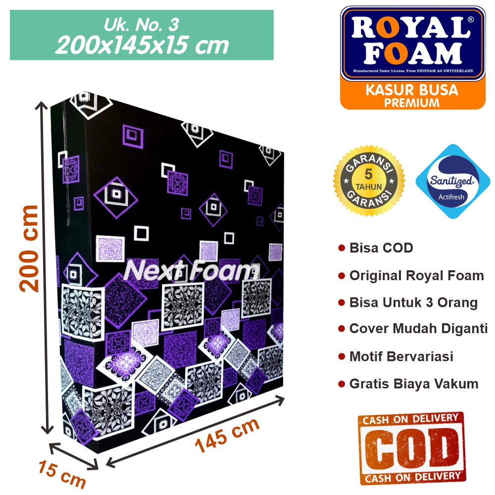 Kasur Busa Royal Foam Ukuran No 3 200x145x15 cm Tebal 15 cm D16 ORIGINAL Garansi 10 Tahun