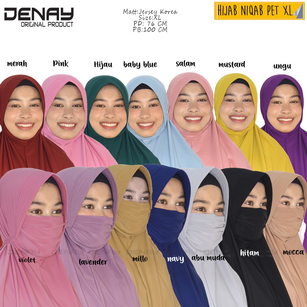 TOKODENAY - Hijab Masker - Niqab Malaya 2in1 - Bahan Jersey - Jilbab Wanita Muslimah - Best Seller