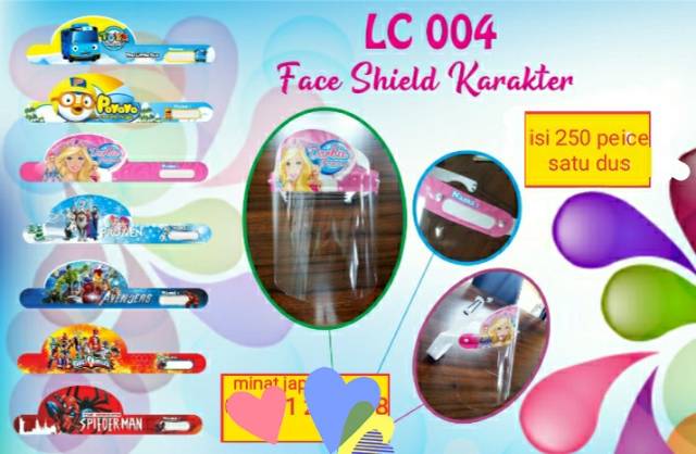 Face shield anak2 bisa dinaikin turunin.