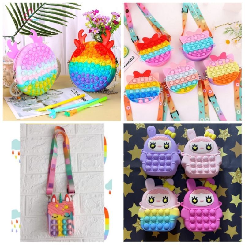 Ready tas pop it tali mini unicorn / kuda pony dan juga pop it murah