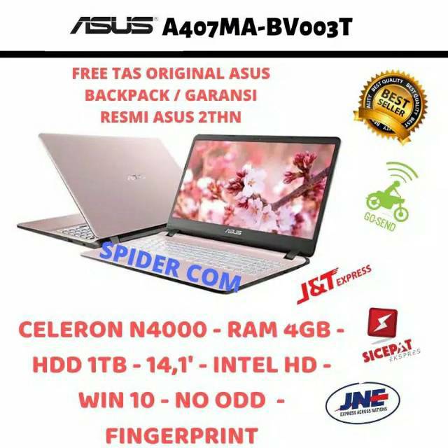 Laptop ASUS A407MA-BV004T ROSE GOLD / N4000 / 4GB / 1TB / Intel HD / 14" / Win10