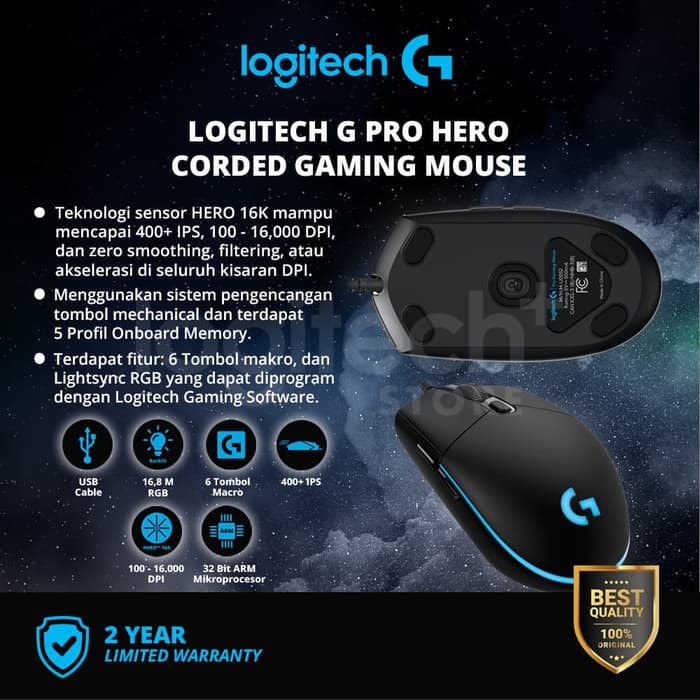 Mouse Gaming Logitech G Pro Hero Corded