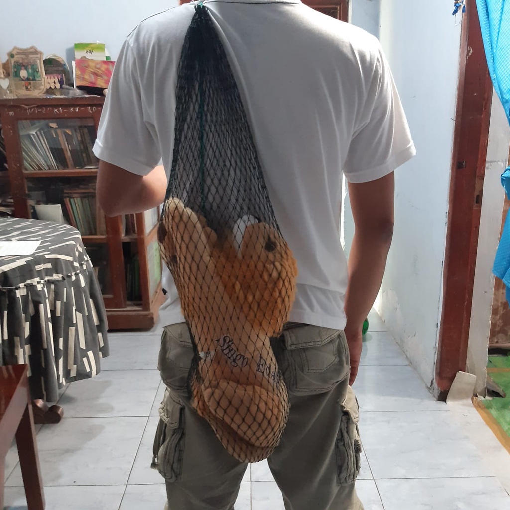 keramba koja korang kantong jaring kepis rajut tempat wadah ikan pancingan tali serut 95 cm