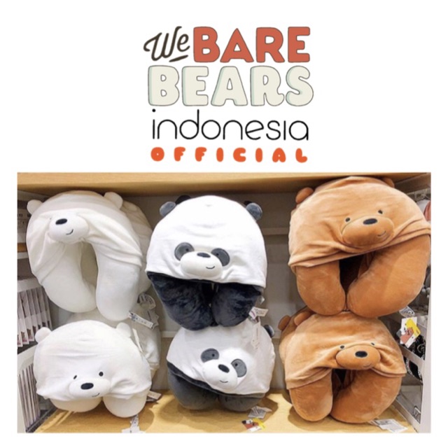 we bare bears bantal leher neck pillow travelling bantal pesawat travel pillow panda grizz ice bear