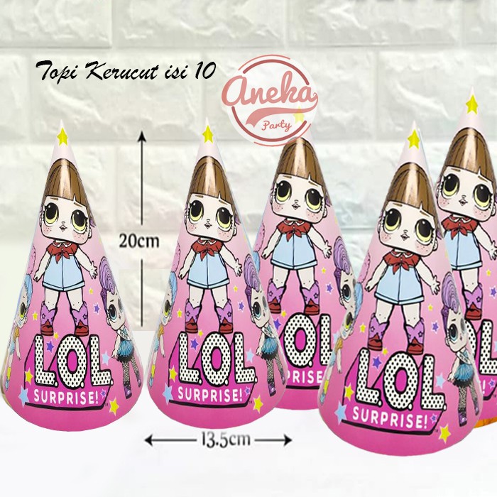 Topi Ulang Tahun lol / Topi Pesta karakter / topi ultah kerucut lol suprice pesta seru