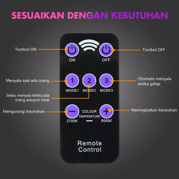 Lampu Solar LED COB 3 Light Sensor Tenaga Surya 60 Watt Remote Kontrol