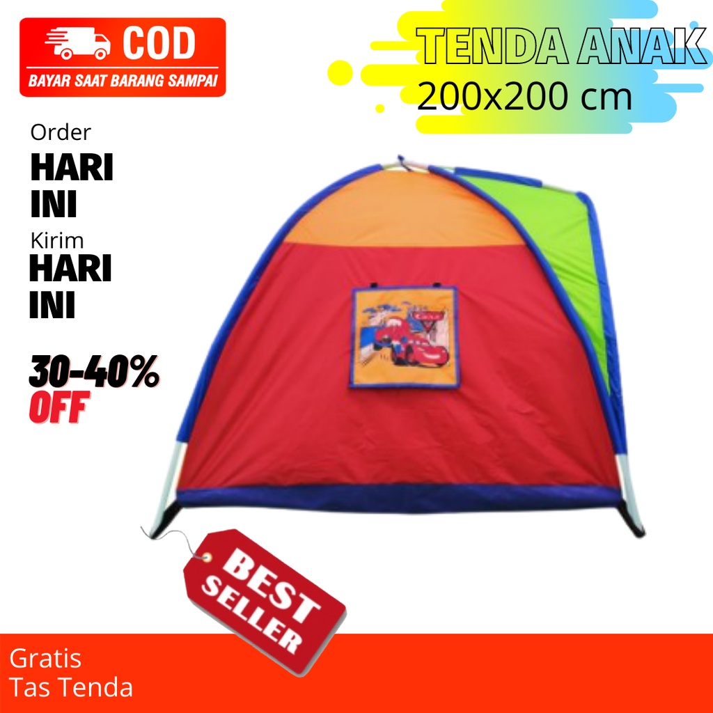 Tenda Anak Karakter Ukuran 200x200 cm | Tenda Mainan Anak Kemah-kemahan | Tenda Camping Anak