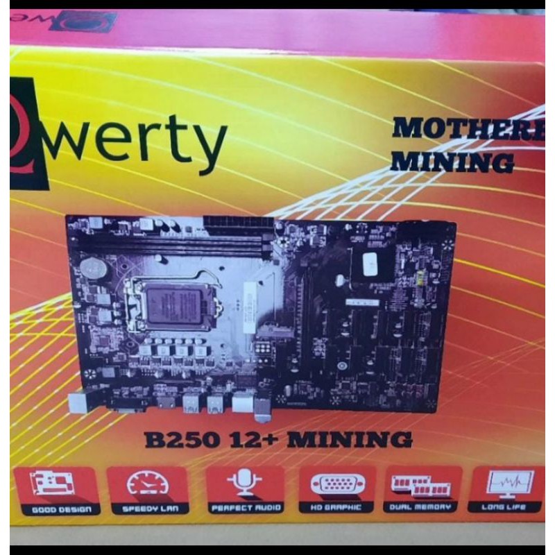 MOTHERBOARD QWERTY B250 DDR4 B250-BTC 2400MHZ 12 X PCI-E LGA 1151 NEW