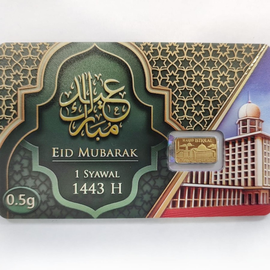 HADIAH LEBARAN UCAPAN SELAMAT IDUL FITRI EMAS 0.5 GRAM MASJID ISTIQLAL KING HALIM 0,5 GR LIMITED EDI