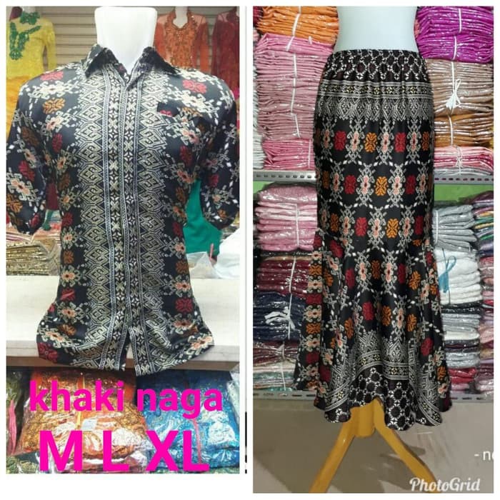 set couple rok duyung &amp; kemeja batik lengan pendek