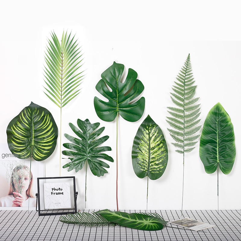 Daun Plastik Monstera Palsu Philodendron Palem Pakis Pinus Artificial Semi Latex Hiasan Dekorasi KB18 / KB13