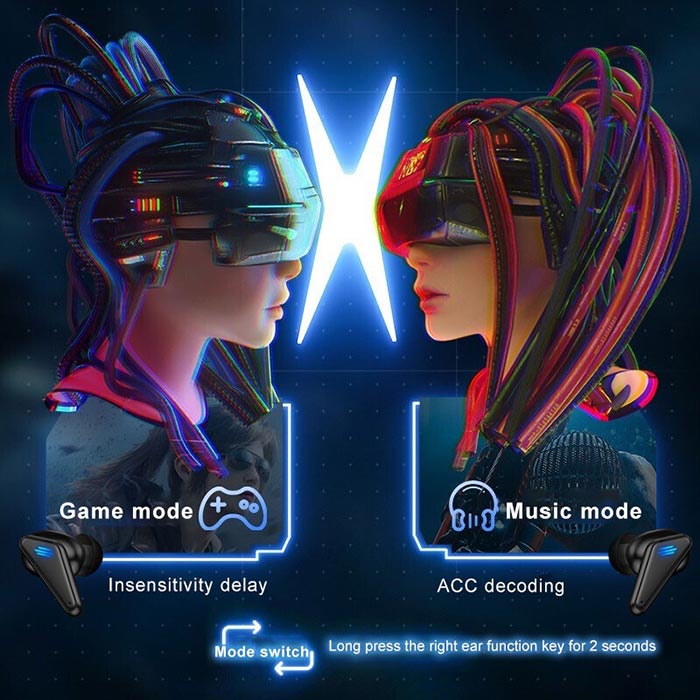 (COD) K55 Headset Gaming Bluetooth No Delay TWS with Mic Type-C 10D Bass 360°Stereo Handset Water Proof Earbud 5.0 Wireless Earphone Henset Hedset Hetset  Heandset