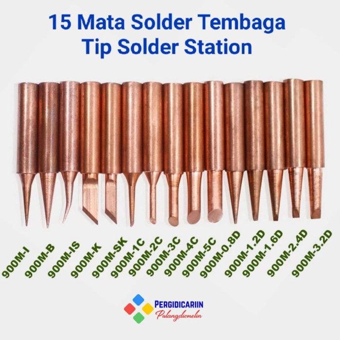 15 Mata Solder Tembaga Ujung Tip Solder Iron Adjustable
