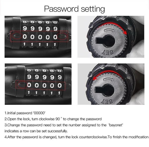 Gembok Kabel Baja Pengaman Sepeda Multifungsi Kode 5 digit password