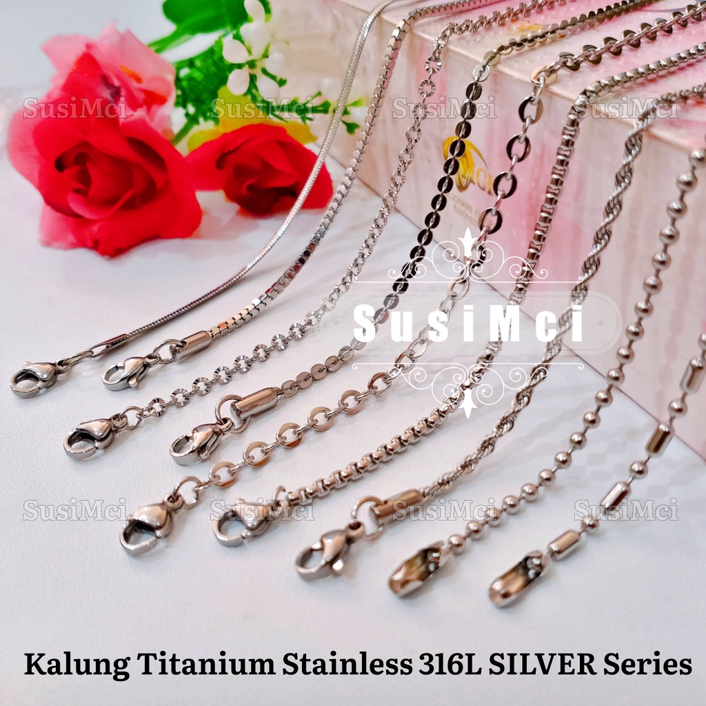Variasi Silver Rantai Kalung Titanium Stainless 316L HIGH QUALITY chain necklace silver gold black r