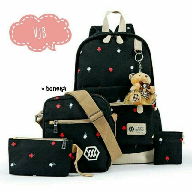 WAISTBAGS {{BISA COD}}TAS RANSEL ANAK SEKOLAH SD 3 SET BUNGA TULIP