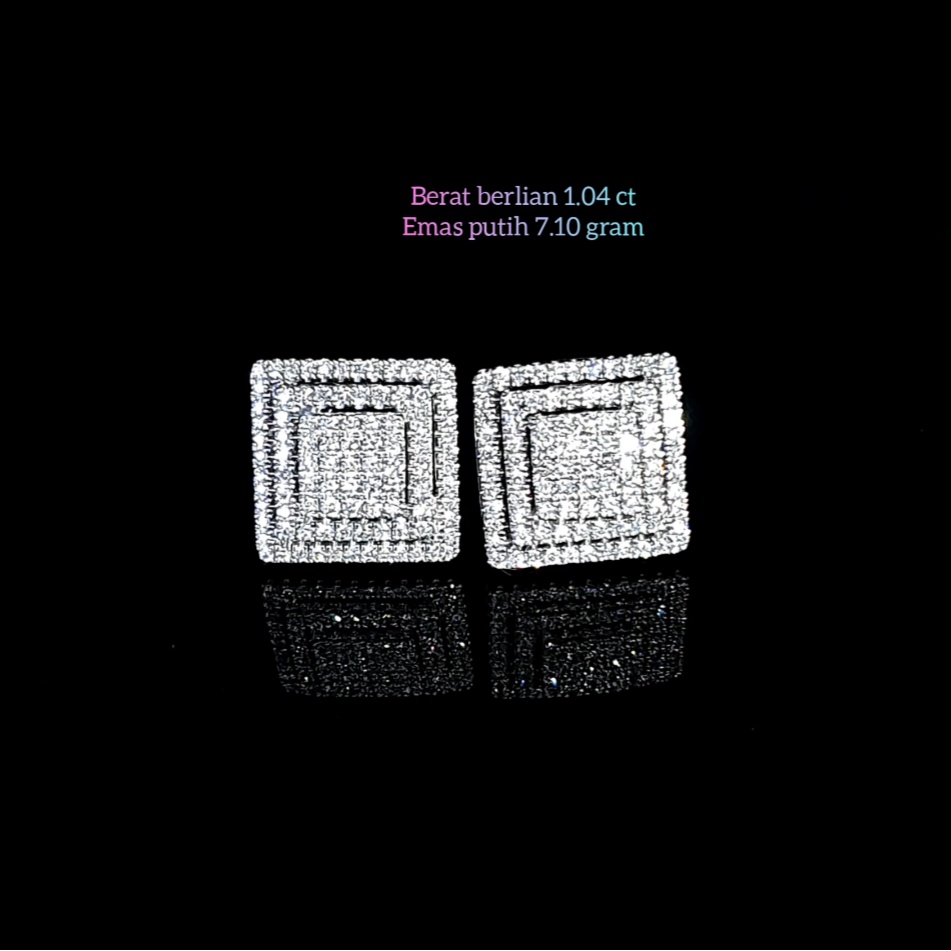 Anting giwang tusuk berlian eropa 1.04 ct bahan emas putih kode 1101