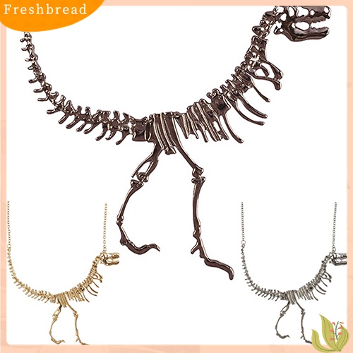 [TERLARIS]Men Women Unisex Punk Dinosaur Bone Drop Pendant Statement Alloy Chain Necklace