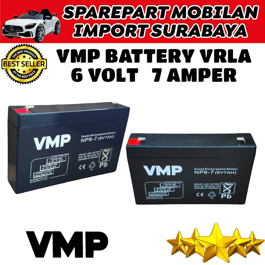 ASLI BATERAI VMP 6 VOLT 7 AMPER MOTOR MOTORAN MOBILAN MAINAN AKI PMB LAMBRADO BATTERY TIMBANGAN 6V 7AH VMP