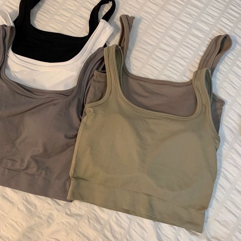 DS Bra 850 Bra Sport Basic Elastis Bahan Premium  / Tanktop Crop Square Neck Tali Lebar Atasan Wanita