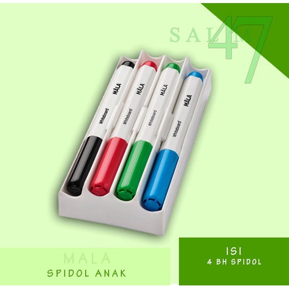

MALA Spidol anak utk papan tulis isi 4 warna dengan penghapus