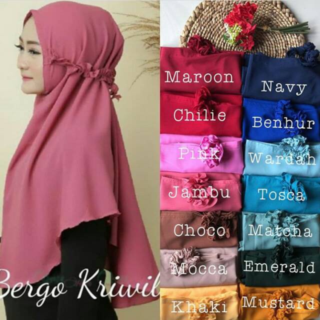 BERGO AULIA - Hijab Maryam Tali Kriwil Lipit - Jilbab bergo Jumbo instant non pet diamond ceruty