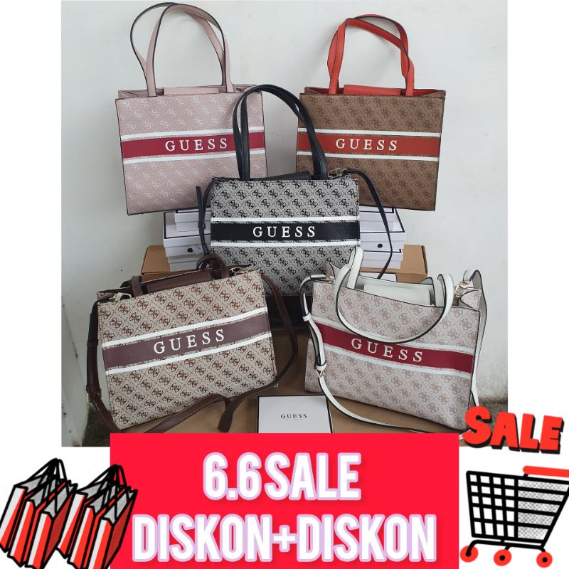 Tas GS monique big size GB crossbody bag guess shoulder bag jinjing shopper tote bag canvas pu notebook