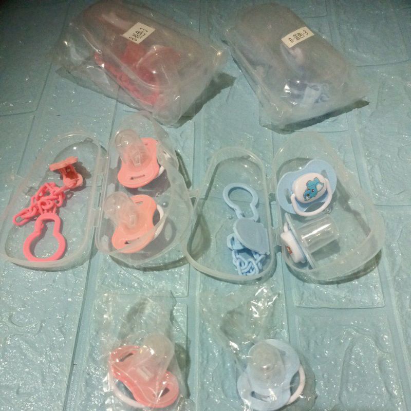 LYSASHOP - Kompeng Bayi Dot Empeng Gepeng Datar Bulat Set Kotak Baby Pacifier Soother Food Grade-8