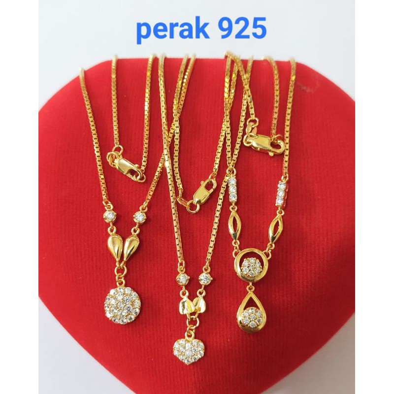 Kalung Koye variasi gantungan mata2, Perak 925, Sepuh Emas Kuning