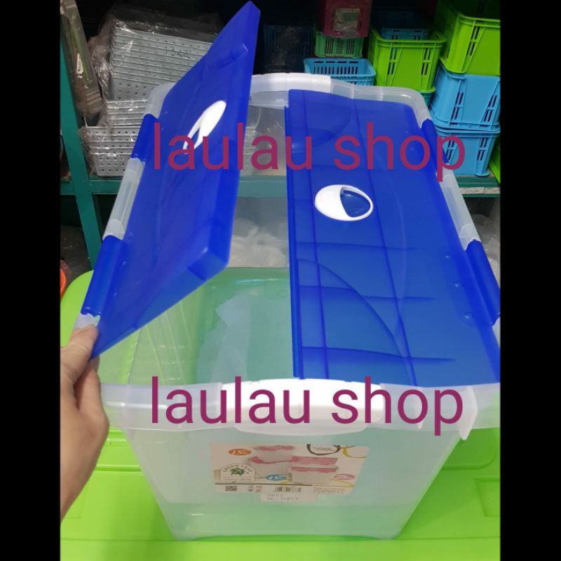 Container Box 45 Liter Green Leaf 7873 Transparan Rak Susun Kotak Perkakas Kontainer Plastik