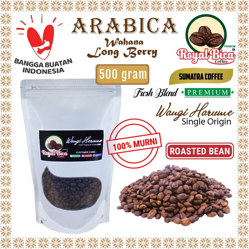 

Kopi Arabika Long Berry 500 Gram Roast Bean - Biji Kopi Premium