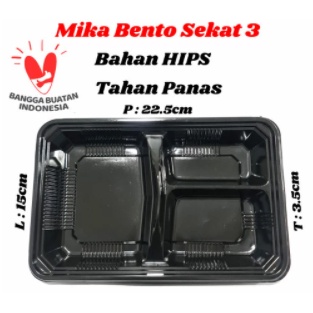[50 SET] Mika Bento Sekat 3 HIPS & PET / Tray Bento 3 Sekat PET & HIPS / Box Bento