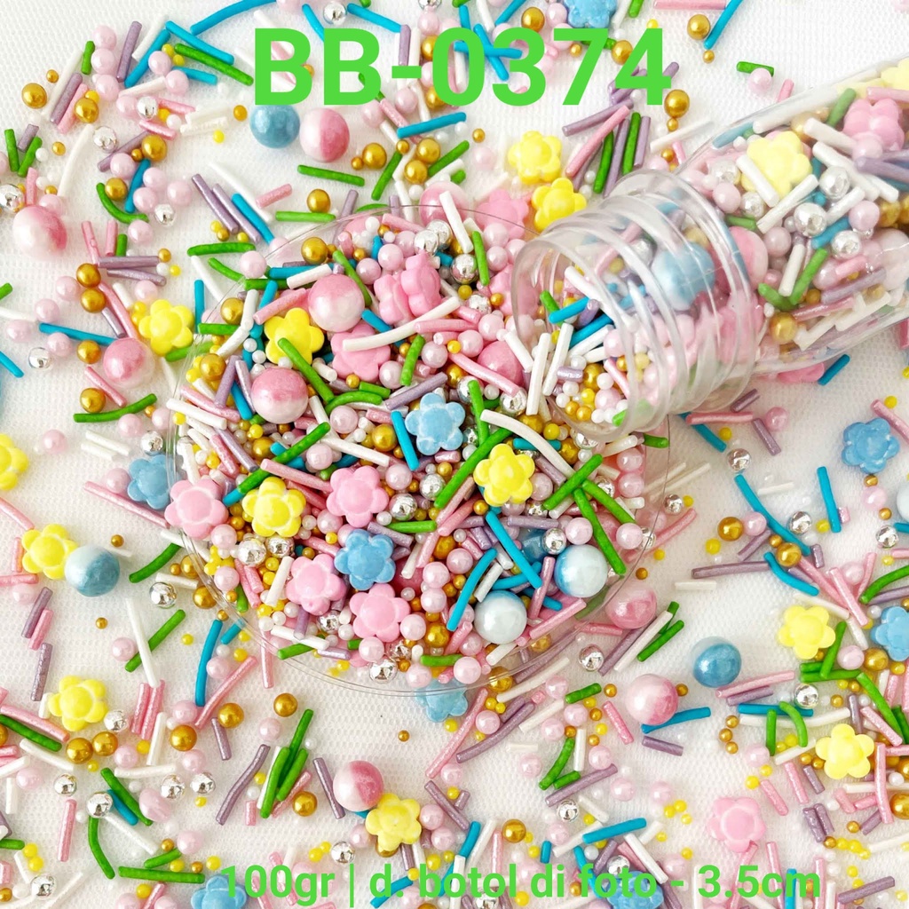 

BB-0374 Sprinkles sprinkle sprinkel 100 gram bunga mutiara rainbow yamama baking grosir murah sprinkles cake dekorasi mutiara trimit decoration story sprinklestory sprinklesstory sprinkle story yamama baking