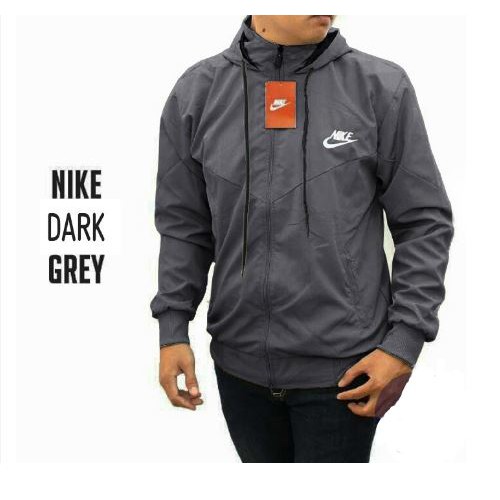 [Promo Sale] COD/Jaket Parasut Nike Windrunner Polos Hitam M-XXL-Abu Tua