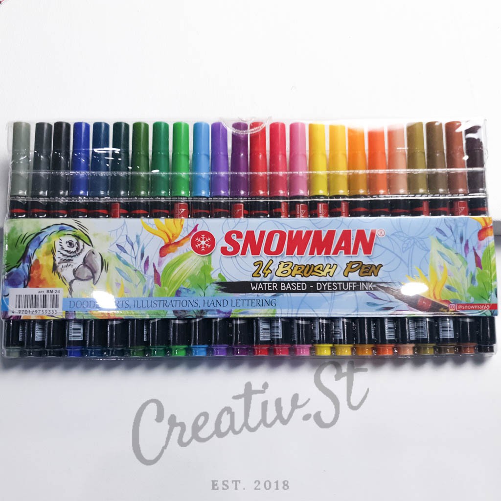 

H7Y SNOWMAN Brush Pen Brushpen Spidol Kaligrafi Bm-1 Set 6 12 24 + Plastik