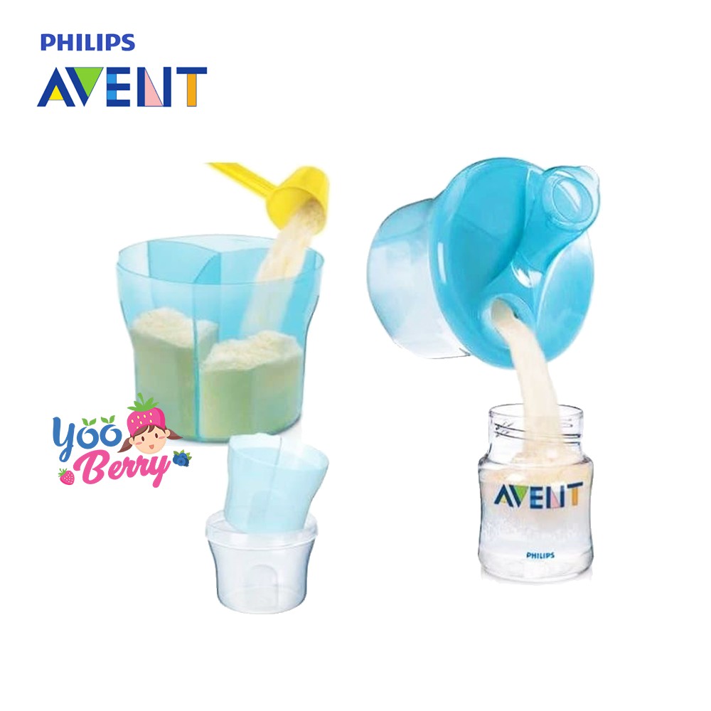 Philips Avent Dispenser Susu Bayi 3 Kompartemen &amp; Tempat Snack Bayi Milk Powder Container Berry Mart