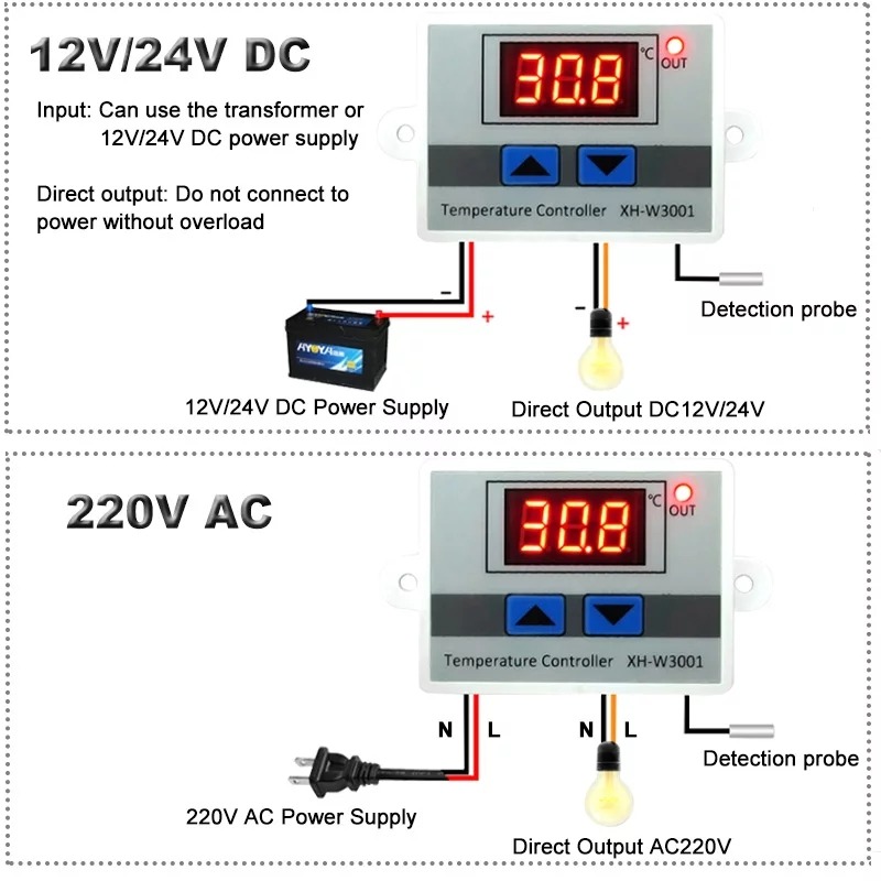 Digital Temperature Thermostat Controller 12V Microcomputer- XH-W3001