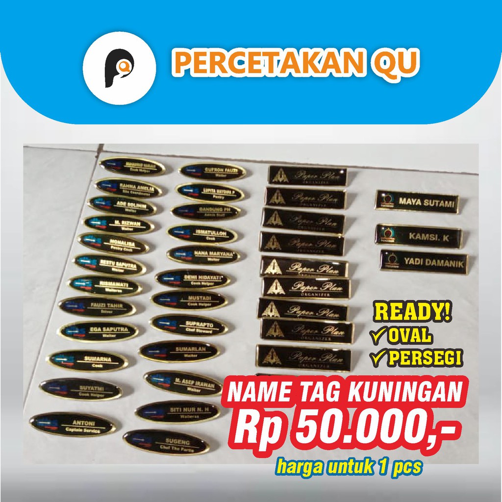

NAME TAG KUNINGAN - PAPAN NAMA DADA ( 1 PCS )