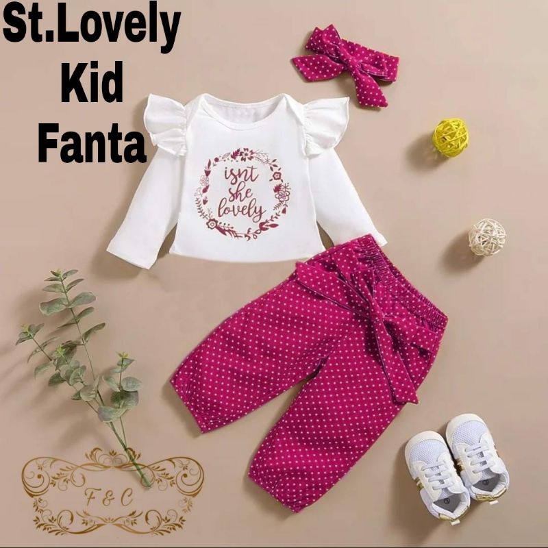 SET CELANA PANJANG LOVELY KID ANAK, BABYTERRY, SETELAN, 3 UKURAN