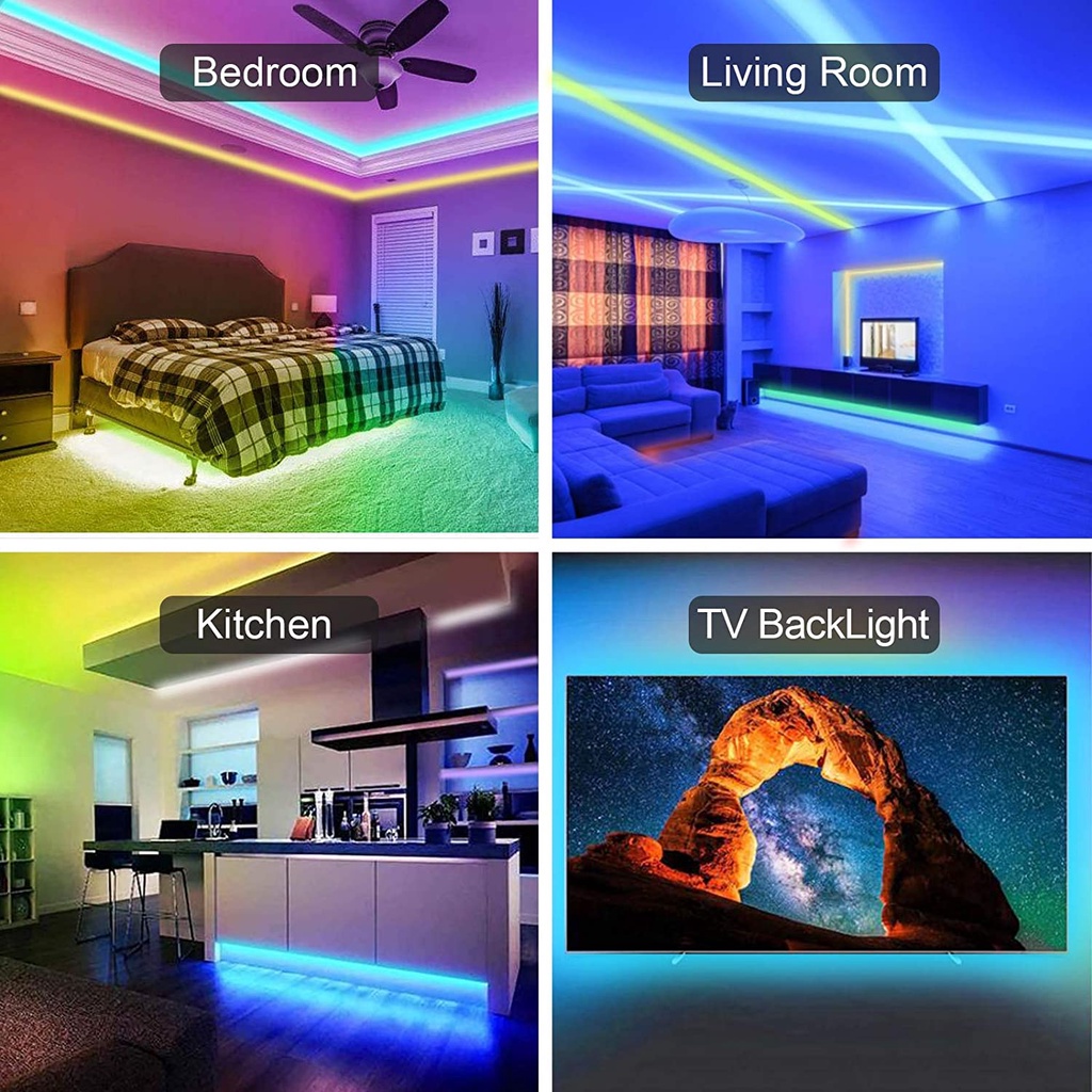 Lampu LED Strip Hiasan kamar Tidur Aesthetic Lighting LED Strip Dekorasi Tempel Dinding Hias kamar