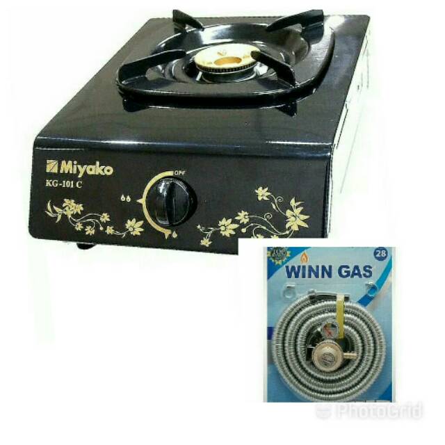 Kompor gas Miyako 1tungku teflon free selang paketan Miyako