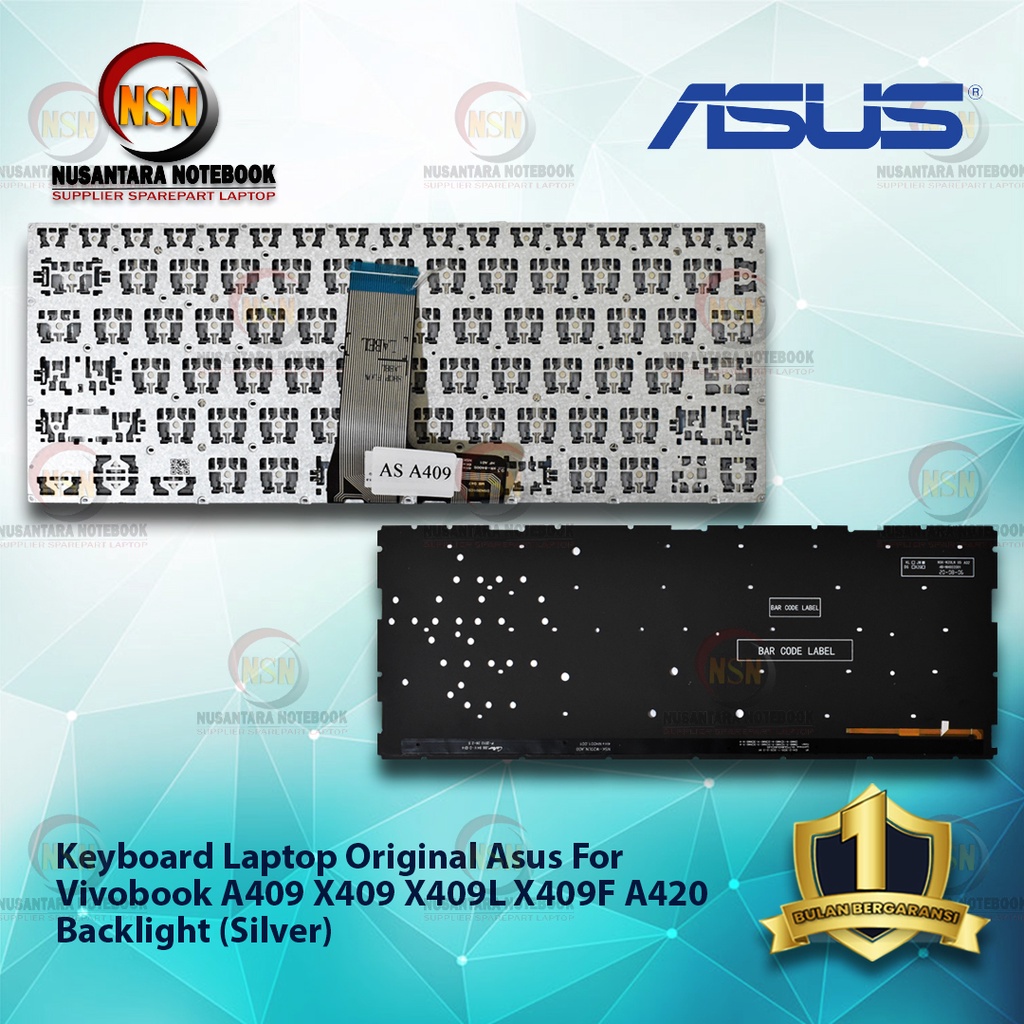 Keyboard Original Laptop Asus For Vivobook A409 X409 X409L X409 Backlight (Silver)