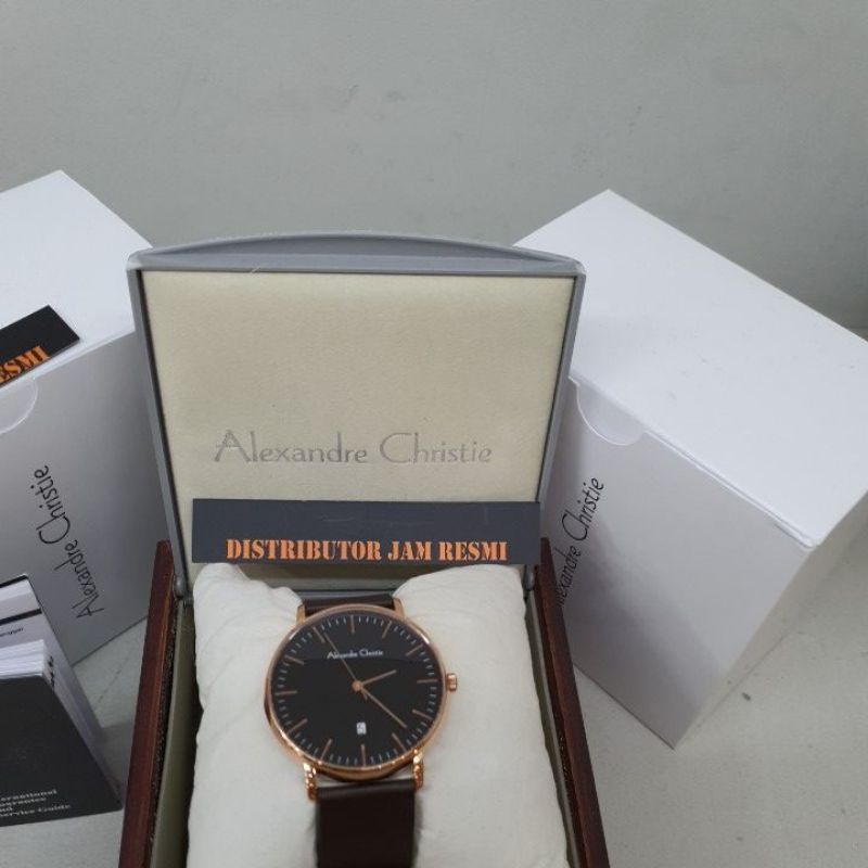 Jam Tangan Pria Alexandre Christie AC8420MD AC 8420 MD AC8420 MD AC 8420MD Rosegold Black Leather