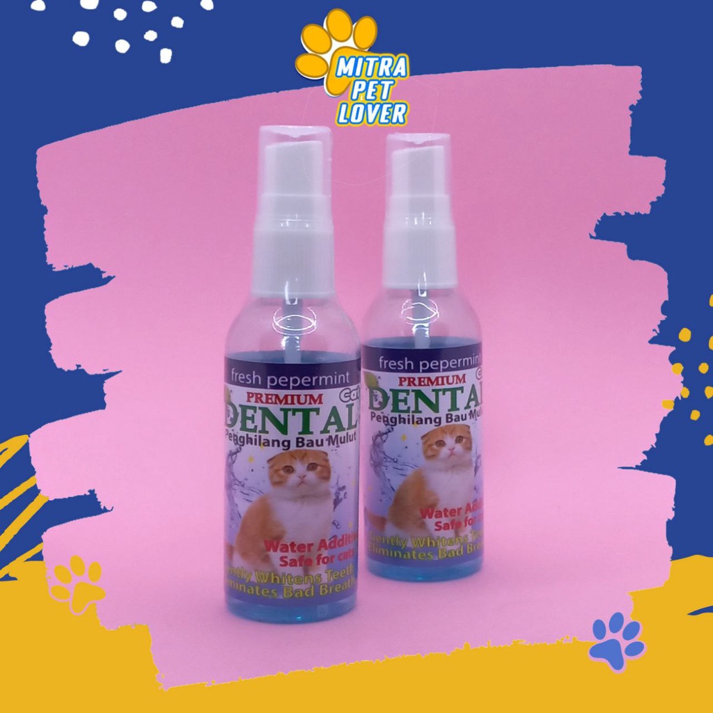 PENGHILANG BAU MULUT KUCING - DENTAL CAT  SPRAY 60 ML ORIGINAL MENGHILANGKAN AROMA TIDAK SEDAP ,  AMIS, SISA MAKANAN , CEGAH GINGRITIS , WANGI PET ANIMAL HEALTHCARE VETERINARY TAMASINDO KESEHATAN DAN VITAMIN TERNAK HEWAN BINATANG PELIHARAAN MITRAPETLOVER