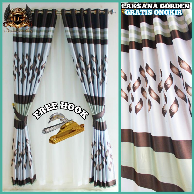 Gorden Tirai Jendela Minimalis Dekorasi Rumah Panjang 230Cm 6 Gelombang