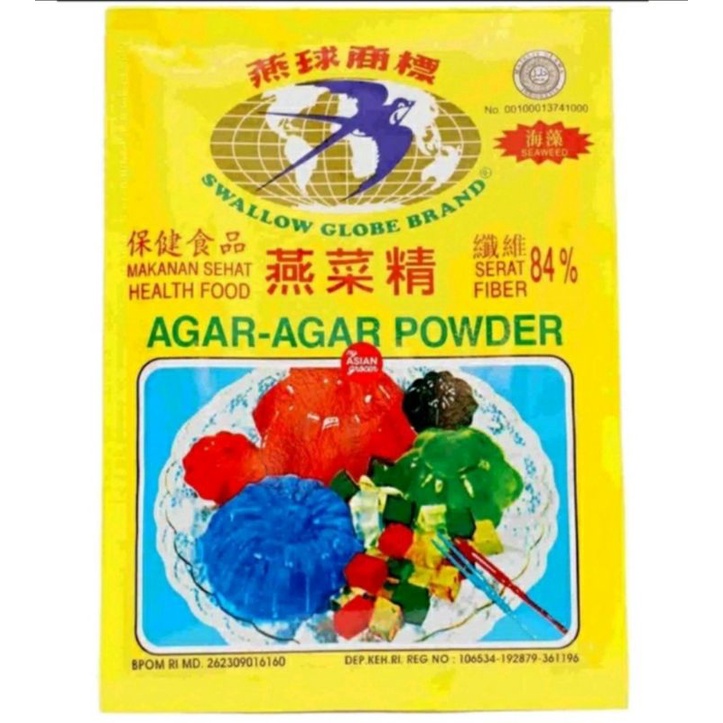 tepung agar agar powder swallow globe &amp; double swallow sun 7 gram